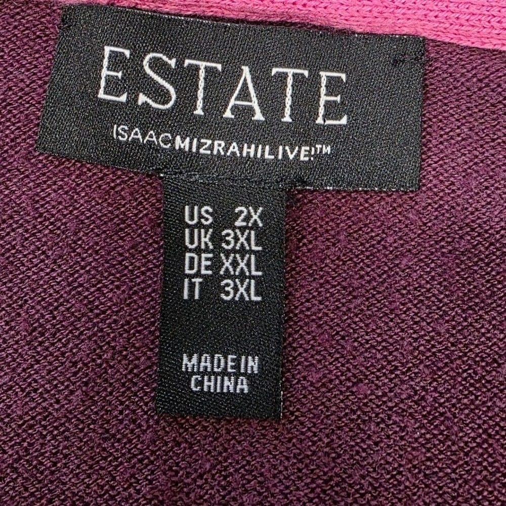 Isaac Mizrahi Live Estate Purple Floral Houndstooth Cardigan Sweater Womens 2X - Picture 3 of 9